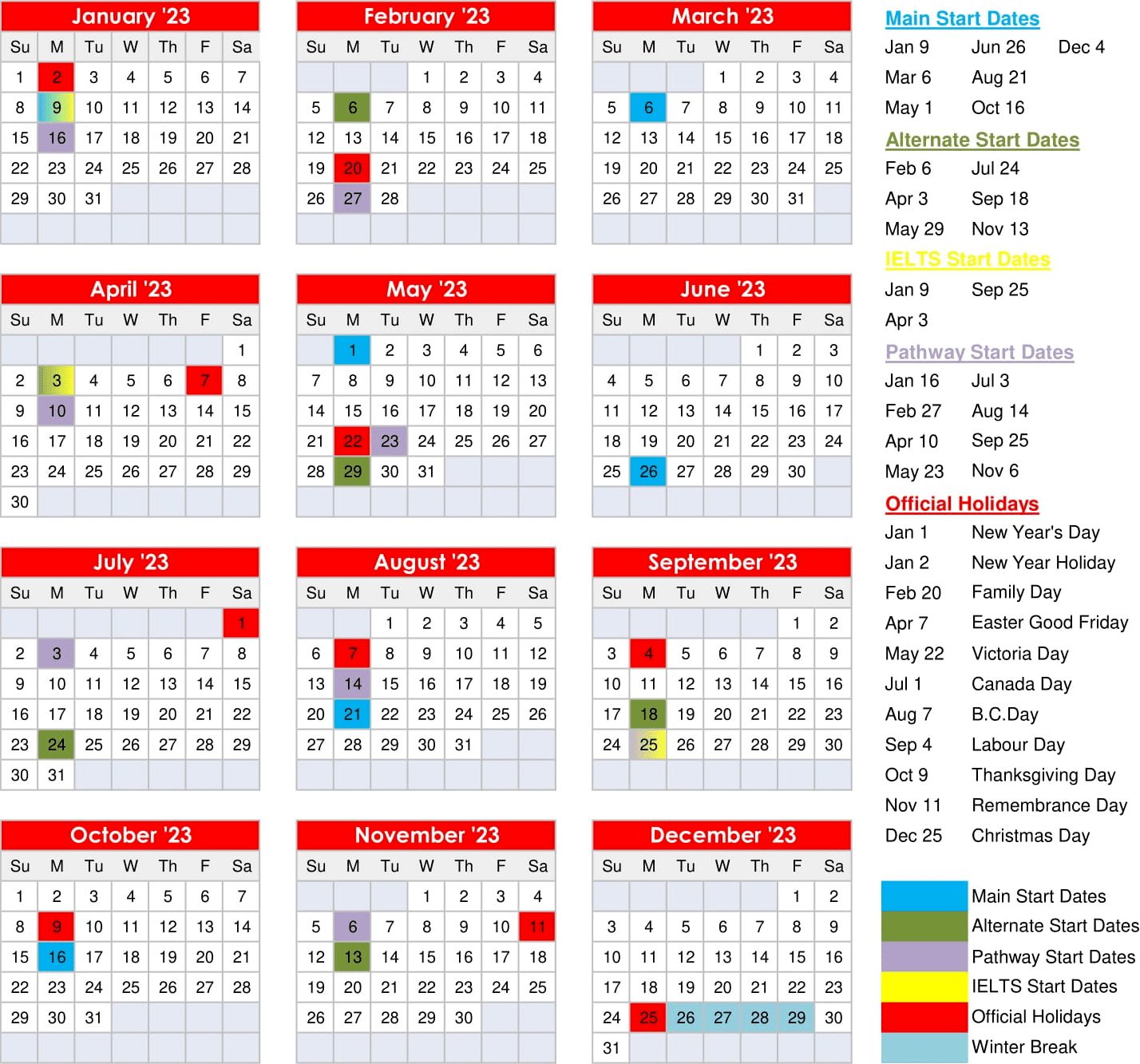esl calendar